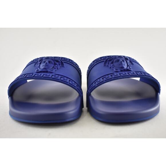 Versace Medusa Palazzo Blue Rubber Logo Slide Pool Sandal Flip Flop Flat 44 11 main image 9